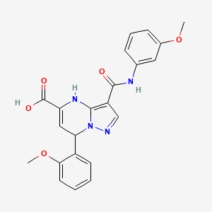 7-(2-Methoxyphenyl)-3-[(3-methoxyphenyl)carbamoyl]-4,7-dihydropyrazolo[1,5-a]pyrimidine-5-carboxylic acid