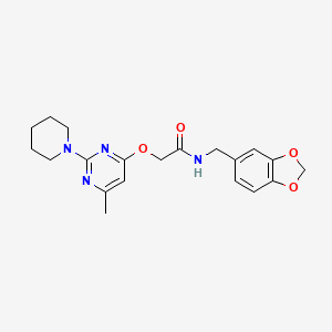 N-(1,3-benzodioxol-5-ylmethyl)-2-{[6-methyl-2-(piperidin-1-yl)pyrimidin-4-yl]oxy}acetamide