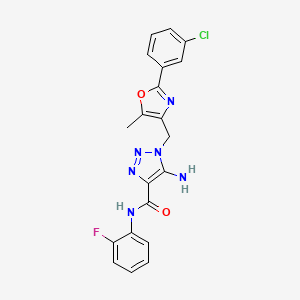 molecular formula C20H16ClFN6O2 B11200203 5-amino-1-{[2-(3-chlorophenyl)-5-methyl-1,3-oxazol-4-yl]methyl}-N-(2-fluorophenyl)-1H-1,2,3-triazole-4-carboxamide 