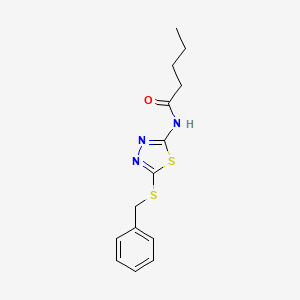 molecular formula C14H17N3OS2 B11200226 N-[5-(benzylsulfanyl)-1,3,4-thiadiazol-2-yl]pentanamide 