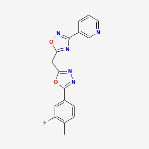 3-(5-{[5-(3-Fluoro-4-methylphenyl)-1,3,4-oxadiazol-2-yl]methyl}-1,2,4-oxadiazol-3-yl)pyridine