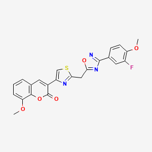 3-(2-{[3-(3-fluoro-4-methoxyphenyl)-1,2,4-oxadiazol-5-yl]methyl}-1,3-thiazol-4-yl)-8-methoxy-2H-chromen-2-one