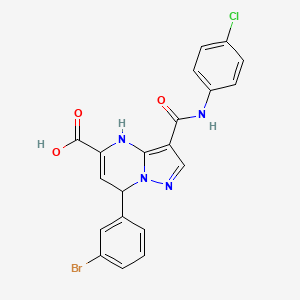 7-(3-Bromophenyl)-3-[(4-chlorophenyl)carbamoyl]-4,7-dihydropyrazolo[1,5-a]pyrimidine-5-carboxylic acid