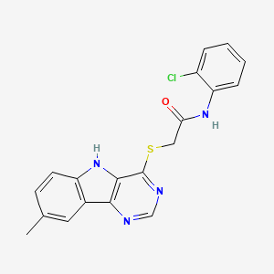 molecular formula C19H15ClN4OS B11200327 N-(2-Chlorophenyl)-2-({8-methyl-5H-pyrimido[5,4-B]indol-4-YL}sulfanyl)acetamide 