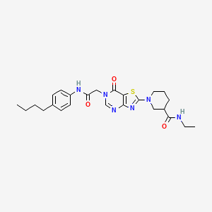 molecular formula C25H32N6O3S B11200400 1-(6-{2-[(4-butylphenyl)amino]-2-oxoethyl}-7-oxo-6,7-dihydro[1,3]thiazolo[4,5-d]pyrimidin-2-yl)-N-ethylpiperidine-3-carboxamide 