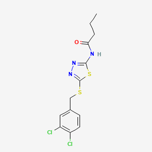 molecular formula C13H13Cl2N3OS2 B11200457 N-(5-((3,4-dichlorobenzyl)thio)-1,3,4-thiadiazol-2-yl)butyramide 