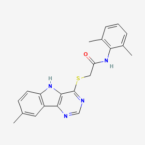 molecular formula C21H20N4OS B11200583 N-(2,6-Dimethylphenyl)-2-({8-methyl-5H-pyrimido[5,4-B]indol-4-YL}sulfanyl)acetamide 