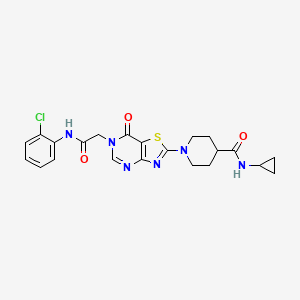 1-(6-{2-[(2-chlorophenyl)amino]-2-oxoethyl}-7-oxo-6,7-dihydro[1,3]thiazolo[4,5-d]pyrimidin-2-yl)-N-cyclopropylpiperidine-4-carboxamide