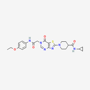 N-Cyclopropyl-1-(6-{[(4-ethoxyphenyl)carbamoyl]methyl}-7-oxo-6H,7H-[1,3]thiazolo[4,5-D]pyrimidin-2-YL)piperidine-4-carboxamide