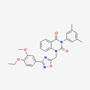 molecular formula C28H26N4O5 B11200656 3-(3,5-dimethylphenyl)-1-((3-(4-ethoxy-3-methoxyphenyl)-1,2,4-oxadiazol-5-yl)methyl)quinazoline-2,4(1H,3H)-dione 