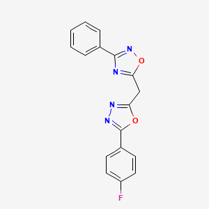 molecular formula C17H11FN4O2 B11200663 5-{[5-(4-Fluorophenyl)-1,3,4-oxadiazol-2-yl]methyl}-3-phenyl-1,2,4-oxadiazole 