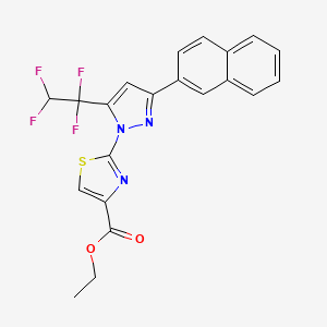 molecular formula C21H15F4N3O2S B11200765 ethyl 2-[3-(naphthalen-2-yl)-5-(1,1,2,2-tetrafluoroethyl)-1H-pyrazol-1-yl]-1,3-thiazole-4-carboxylate 