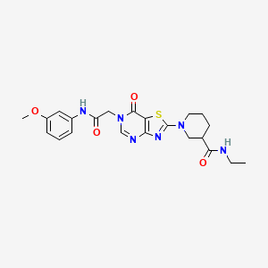 molecular formula C22H26N6O4S B11200972 N-Ethyl-1-(6-{[(3-methoxyphenyl)carbamoyl]methyl}-7-oxo-6H,7H-[1,3]thiazolo[4,5-D]pyrimidin-2-YL)piperidine-3-carboxamide 