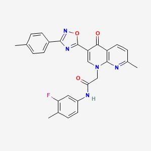 N-(3-fluoro-4-methylphenyl)-2-{7-methyl-3-[3-(4-methylphenyl)-1,2,4-oxadiazol-5-yl]-4-oxo-1,4-dihydro-1,8-naphthyridin-1-yl}acetamide