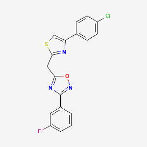 molecular formula C18H11ClFN3OS B11201091 5-{[4-(4-Chlorophenyl)-1,3-thiazol-2-yl]methyl}-3-(3-fluorophenyl)-1,2,4-oxadiazole 