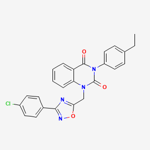 molecular formula C25H19ClN4O3 B11201120 1-((3-(4-chlorophenyl)-1,2,4-oxadiazol-5-yl)methyl)-3-(4-ethylphenyl)quinazoline-2,4(1H,3H)-dione 