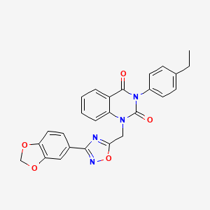 molecular formula C26H20N4O5 B11201152 1-((3-(benzo[d][1,3]dioxol-5-yl)-1,2,4-oxadiazol-5-yl)methyl)-3-(4-ethylphenyl)quinazoline-2,4(1H,3H)-dione 