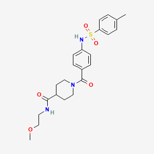 molecular formula C23H29N3O5S B11201169 N-(2-Methoxyethyl)-1-[4-(4-methylbenzenesulfonamido)benzoyl]piperidine-4-carboxamide CAS No. 1021268-17-6