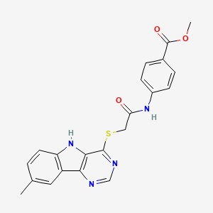 molecular formula C21H18N4O3S B11201192 Methyl 4-[2-({8-methyl-5H-pyrimido[5,4-B]indol-4-YL}sulfanyl)acetamido]benzoate 