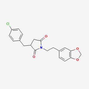 molecular formula C20H18ClNO4 B11201241 1-[2-(1,3-Benzodioxol-5-yl)ethyl]-3-(4-chlorobenzyl)pyrrolidine-2,5-dione 