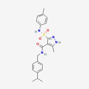 molecular formula C22H26N4O3S B11201397 N-(4-isopropylbenzyl)-3-methyl-5-(N-(p-tolyl)sulfamoyl)-1H-pyrazole-4-carboxamide 