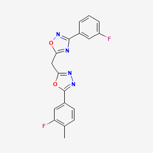 5-{[5-(3-Fluoro-4-methylphenyl)-1,3,4-oxadiazol-2-yl]methyl}-3-(3-fluorophenyl)-1,2,4-oxadiazole