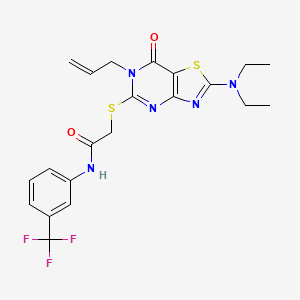 2-{[2-(diethylamino)-7-oxo-6-(prop-2-en-1-yl)-6,7-dihydro[1,3]thiazolo[4,5-d]pyrimidin-5-yl]sulfanyl}-N-[3-(trifluoromethyl)phenyl]acetamide