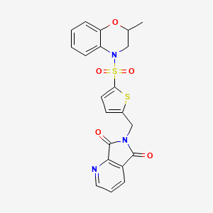 molecular formula C21H17N3O5S2 B11201549 6-((5-((2-Methyl-2,3-dihydro-4H-benzo[b][1,4]oxazin-4-yl)sulfonyl)thiophen-2-yl)methyl)-5H-pyrrolo[3,4-b]pyridine-5,7(6H)-dione 