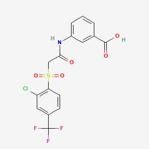 molecular formula C16H11ClF3NO5S B11201574 3-[({[2-Chloro-4-(trifluoromethyl)phenyl]sulfonyl}acetyl)amino]benzoic acid 