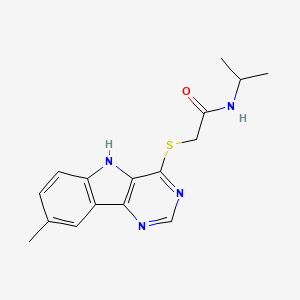 molecular formula C16H18N4OS B11201587 2-({8-Methyl-5H-pyrimido[5,4-B]indol-4-YL}sulfanyl)-N-(propan-2-YL)acetamide 