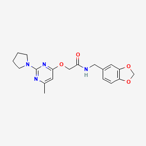 N-(1,3-benzodioxol-5-ylmethyl)-2-{[6-methyl-2-(pyrrolidin-1-yl)pyrimidin-4-yl]oxy}acetamide