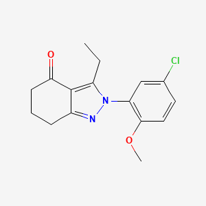 molecular formula C16H17ClN2O2 B11201603 2-(5-chloro-2-methoxyphenyl)-3-ethyl-2,5,6,7-tetrahydro-4H-indazol-4-one 