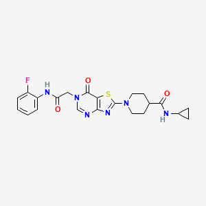 N-Cyclopropyl-1-(6-{[(2-fluorophenyl)carbamoyl]methyl}-7-oxo-6H,7H-[1,3]thiazolo[4,5-D]pyrimidin-2-YL)piperidine-4-carboxamide