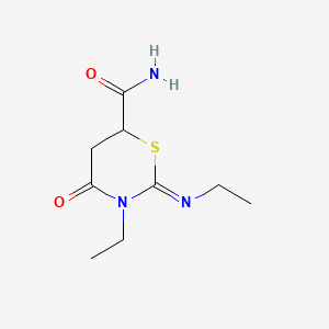 3-Ethyl-2-[(Z)-ethylimino]-4-oxo-[1,3]thiazinane-6-carboxylic acid amide