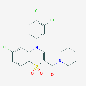 [6-chloro-4-(3,4-dichlorophenyl)-1,1-dioxido-4H-1,4-benzothiazin-2-yl](piperidin-1-yl)methanone