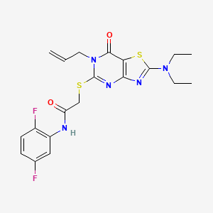 2-{[2-(diethylamino)-7-oxo-6-(prop-2-en-1-yl)-6,7-dihydro[1,3]thiazolo[4,5-d]pyrimidin-5-yl]sulfanyl}-N-(2,5-difluorophenyl)acetamide