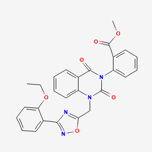 molecular formula C27H22N4O6 B11201754 methyl 2-(1-((3-(2-ethoxyphenyl)-1,2,4-oxadiazol-5-yl)methyl)-2,4-dioxo-1,2-dihydroquinazolin-3(4H)-yl)benzoate 