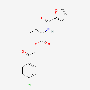 molecular formula C18H18ClNO5 B11201778 2-(4-chlorophenyl)-2-oxoethyl N-(furan-2-ylcarbonyl)valinate 