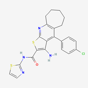 3-amino-4-(4-chlorophenyl)-N-(1,3-thiazol-2-yl)-6,7,8,9-tetrahydro-5H-cyclohepta[b]thieno[3,2-e]pyridine-2-carboxamide