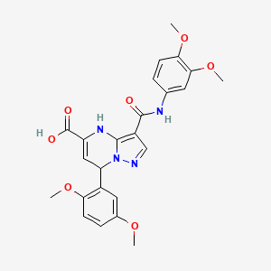 7-(2,5-Dimethoxyphenyl)-3-[(3,4-dimethoxyphenyl)carbamoyl]-4,7-dihydropyrazolo[1,5-a]pyrimidine-5-carboxylic acid