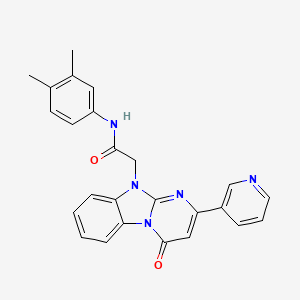 molecular formula C25H21N5O2 B11201852 N-(3,4-dimethylphenyl)-2-[4-oxo-2-(pyridin-3-yl)pyrimido[1,2-a]benzimidazol-10(4H)-yl]acetamide 