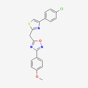 molecular formula C19H14ClN3O2S B11201853 5-{[4-(4-Chlorophenyl)-1,3-thiazol-2-yl]methyl}-3-(4-methoxyphenyl)-1,2,4-oxadiazole 