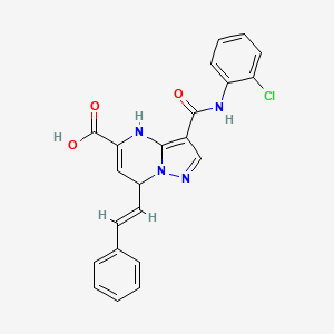 molecular formula C22H17ClN4O3 B11201859 3-[(2-chlorophenyl)carbamoyl]-7-[(E)-2-phenylethenyl]-4,7-dihydropyrazolo[1,5-a]pyrimidine-5-carboxylic acid 