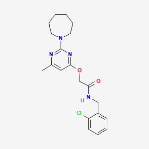 molecular formula C20H25ClN4O2 B11201912 2-{[2-(azepan-1-yl)-6-methylpyrimidin-4-yl]oxy}-N-(2-chlorobenzyl)acetamide 