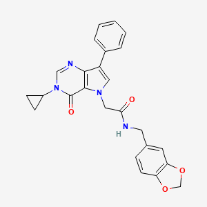 N-(1,3-benzodioxol-5-ylmethyl)-2-(3-cyclopropyl-4-oxo-7-phenyl-3,4-dihydro-5H-pyrrolo[3,2-d]pyrimidin-5-yl)acetamide