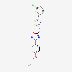 molecular formula C21H18ClN3O2S B11201950 5-{[4-(3-Chlorophenyl)-1,3-thiazol-2-yl]methyl}-3-(4-propoxyphenyl)-1,2,4-oxadiazole 