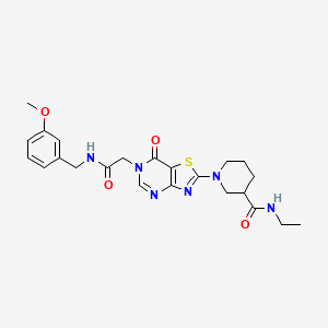 N-ethyl-1-(6-{2-[(3-methoxybenzyl)amino]-2-oxoethyl}-7-oxo-6,7-dihydro[1,3]thiazolo[4,5-d]pyrimidin-2-yl)piperidine-3-carboxamide