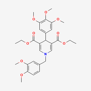 molecular formula C29H35NO9 B11202014 Diethyl 1-(3,4-dimethoxybenzyl)-4-(3,4,5-trimethoxyphenyl)-1,4-dihydropyridine-3,5-dicarboxylate 