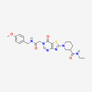 molecular formula C23H28N6O4S B11202096 N-Ethyl-1-[6-({[(4-methoxyphenyl)methyl]carbamoyl}methyl)-7-oxo-6H,7H-[1,3]thiazolo[4,5-D]pyrimidin-2-YL]piperidine-3-carboxamide 