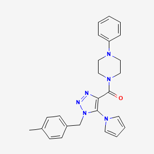 molecular formula C25H26N6O B11202134 [1-(4-methylbenzyl)-5-(1H-pyrrol-1-yl)-1H-1,2,3-triazol-4-yl](4-phenylpiperazin-1-yl)methanone 